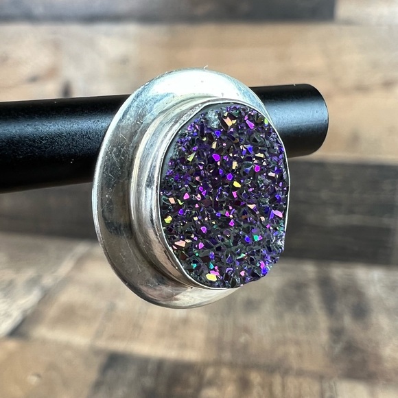 Jay King DTR Purple Druzy Crystal Stone Sterling Silver Earrings - Picture 8 of 8